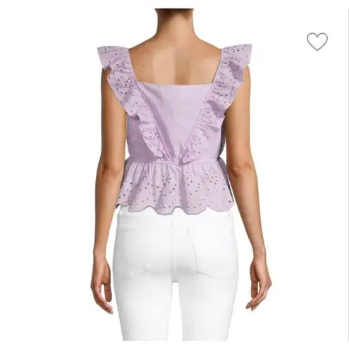 Koko + Mason eyelet lilac ruffle peplum top Large Purple