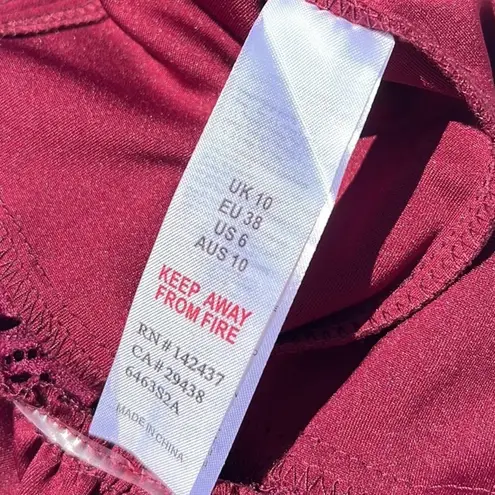 Paper Dolls London Midi Dress With Peplum Frill Hem And Sleeve Size 6