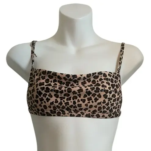 Y2K Animal Camo Print Crop Bikini Top Brown Black Small Size M