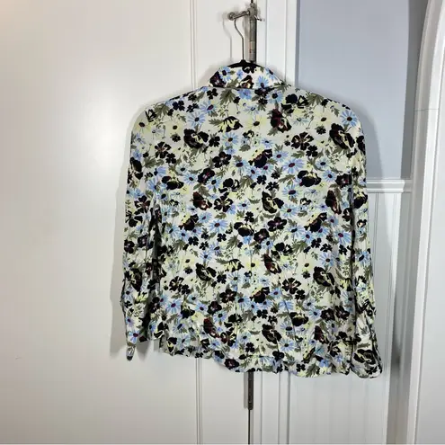 Ganni Printed Crepe Blouse Meadow Egret size 34 or US 2 quiet Luxury bohemian