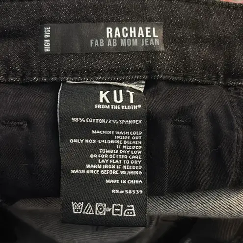 Kut From The Kloth  Black Rachel Fab Ab High Rise Mom Jeans 4 Casual Distressed