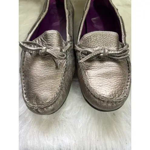 Boden Metallic Bronze Leather Loafers Women's Slip On Driving 40 Brown Size 8.5