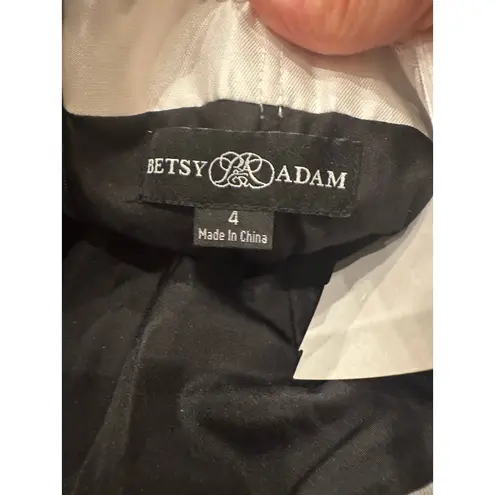 Betsy and Adam Black & White Strapless Satin Gown - Size 4 (new)