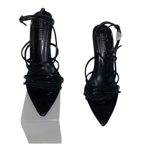 Cape Robbin Cape Ribbon Black Strappy Stiletto Heels(Size 8M)