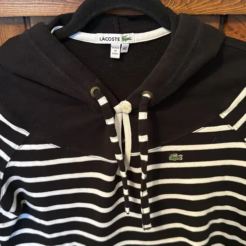 Lacoste  Black and White Striped Hoodie, 3/4 sleeve, Size 42 (10/L)