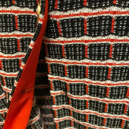 Misook  Red, White & Black Tweed Knit Gold Button Front Geometric Jacket Size XL
