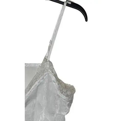 Miami Francesca Mi Ami White Lace Trim Cami‎ Tank Top Strappy Front Button Women Small