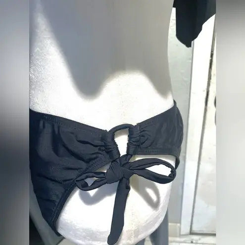 Tempt Me NWT 2 - Piece Black Bikini Side Tie Bottoms Ruffled Top Cross Back Lrg
