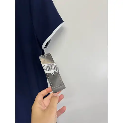 MSK Shift Dress Size Small Navy Short Sleeve Mini Round‎ Neck Pull Over Blue