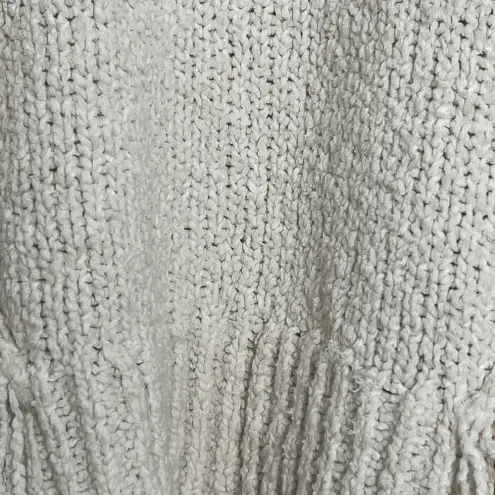 Madewell  Montford Fringe‎ Pullover Sweater, Pearl Ivory, Size L, Women’s Cropped