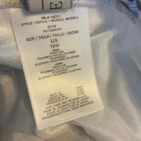 Eloquii Garden Party Bikini Bottoms 18W Gingham Floral Beach Vacation Blue White