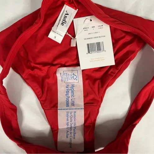 ANDIE Swim Size S Cherry Red Banded Cheeky Bottom Sexy Beach Classic Low Rise