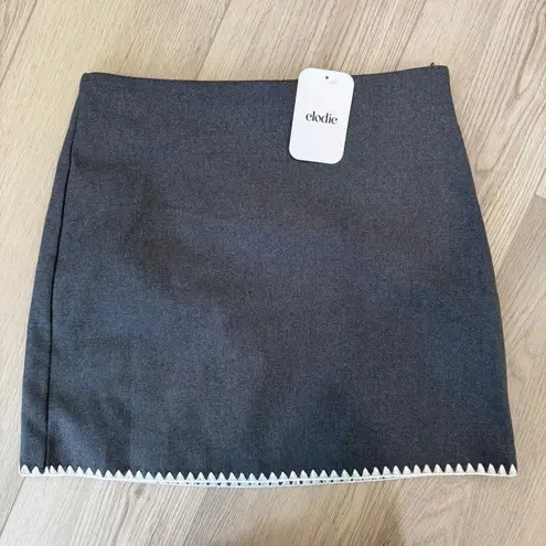 Elodie Revolve Preppy Gray Stitch Trim Academia Skirt NWT Small