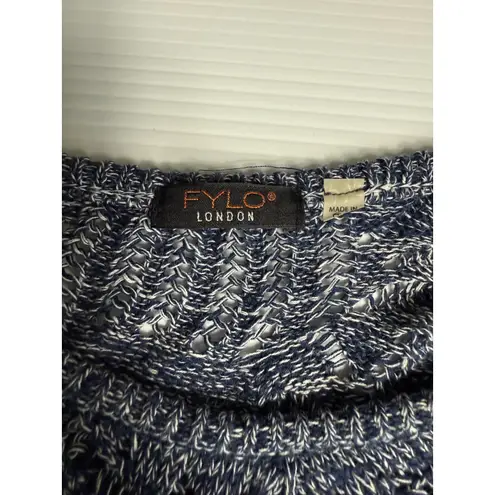 Fly London FYLO London Blue Knit Sweater with Lace Trim Long Sleeve Pullover Top - Image 2