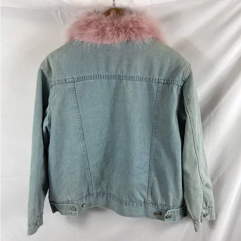 Missguided  Fur Collar Denim Jacket Size 4