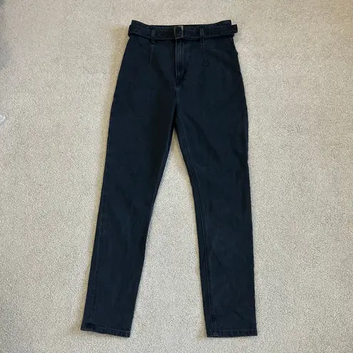 Reformation  Cynthia Belted High Rise Straight Jeans Black Denim Casual Size 29