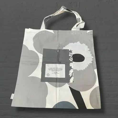 Marimekko Pieni Unikko Tote Bag Floral Poppy Canvas Shop Holiday Vacation Gray