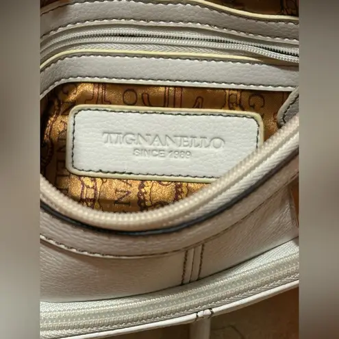 Tignanello White with Gold Signature lining Crossbody Bag with built in wallet.