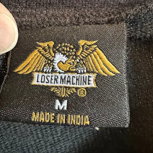 Loser Machine Women's Crop Top Sweatshirt Striped Black White Sleeve Size Medium