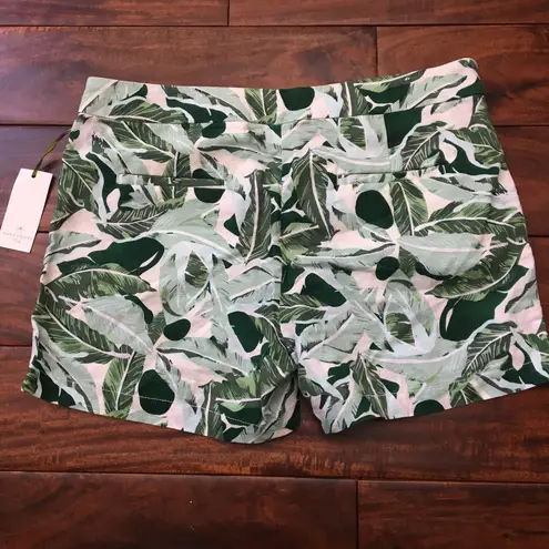 Saint Tropez West Green Palm Linen Shorts Size 10