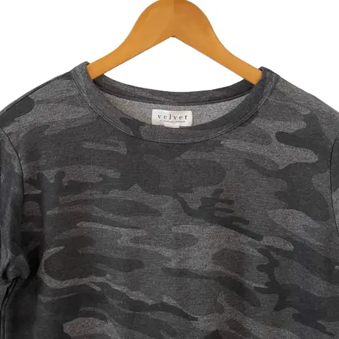 Velvet by Graham & Spencer Camo Print Long Sleeve Fleece Dress Women's Small Gray