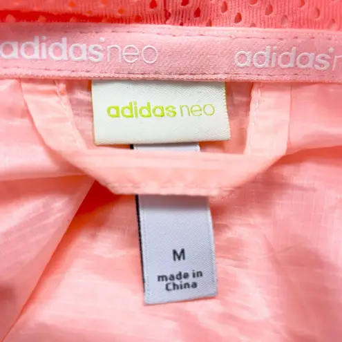 Adidas Neo Studio Womens M Windbreaker Jacket Nectar Peach Full Zip Activewear Pink Size M