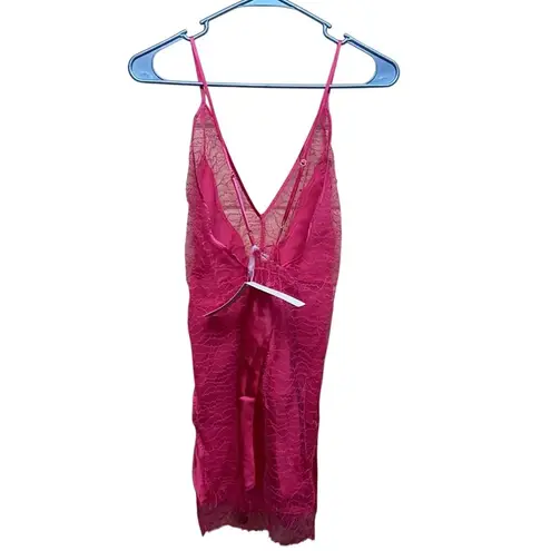 Naked Princess Silk Ella Deep V Chemise Sleep Lingerie Dress NWT Size Small Pink