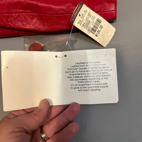 Vintage Deadstock Women's Red Leather Pencil Skirt Size 12 Knee Length