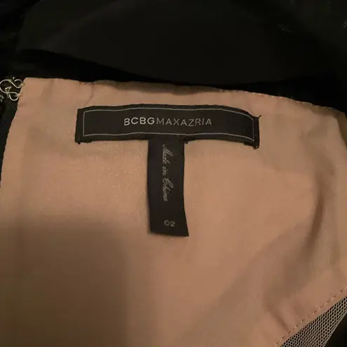 BCBG MAX AZRIA Viviana illusion lace peplum gown Black