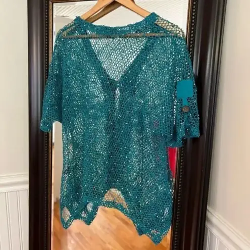 Mistror Image Knit Cardigan Medium Swim Coverup Blue