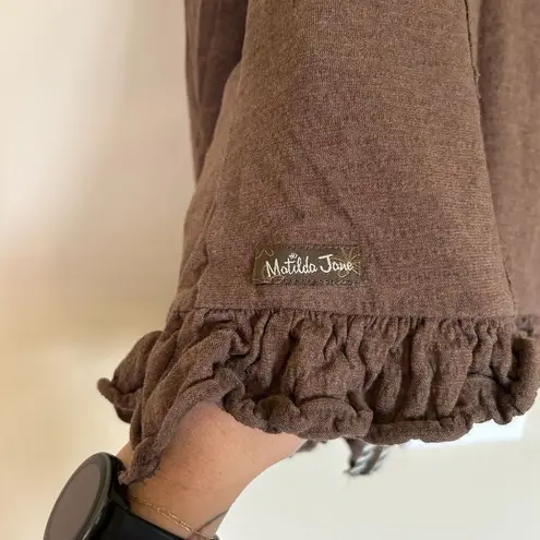 Matilda Jane Stealth Jacket Women Paint By Numbers Ruched Ruffle Brown Zip-Up M