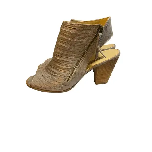 Paul Green Cayanne Leather Metallic Smoke Peep Toe Sandal Bootie Size 6.5