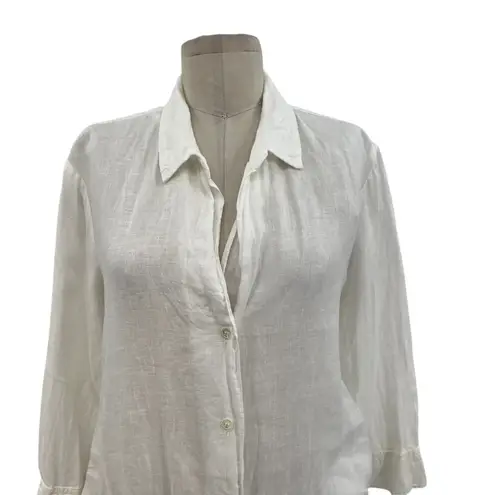 James Perse Linen Shirt Dress Button-Down Drawstring Waist White Size 1 Small