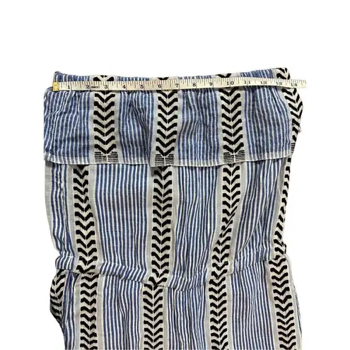 Lemlem Kesiti Strapless Jumpsuit blue print ruffle top sz small
