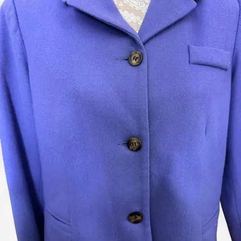 Vintage 90s Wool Cashmere Blend Periwinkle Blazer Size 8 City Spirit Bold Preppy