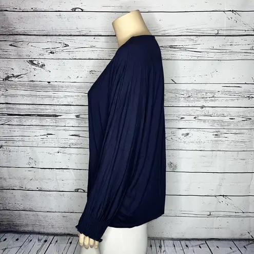 T Tahari Woman NWT 3X Navy Blue Smock Long Sleeve Viscose Blend Knit Top Shirt