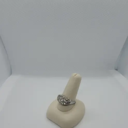 Rhodium Electra Stamped CZ Ring Silver