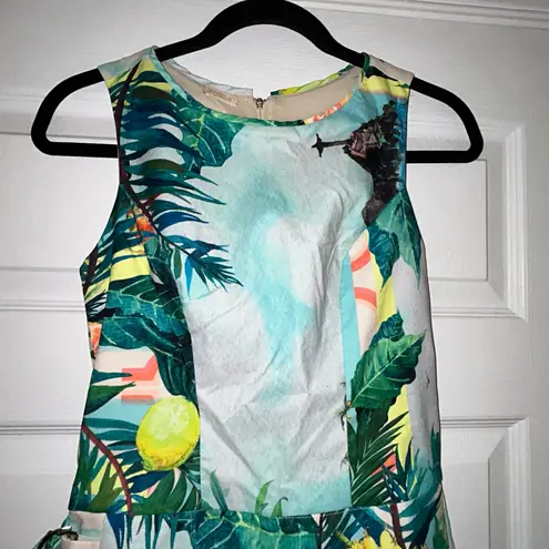 angelique Tropical Floral Mix Print Sleeveless Wrap Skort Romper Size S