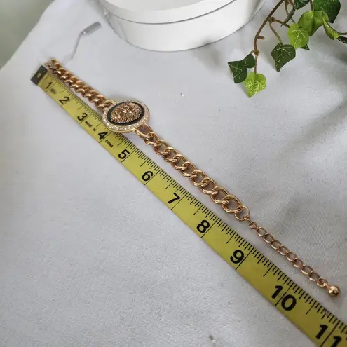 Glam Chunky Gold Cuban Chain Ankle Bracelet with Lion Face Medallion