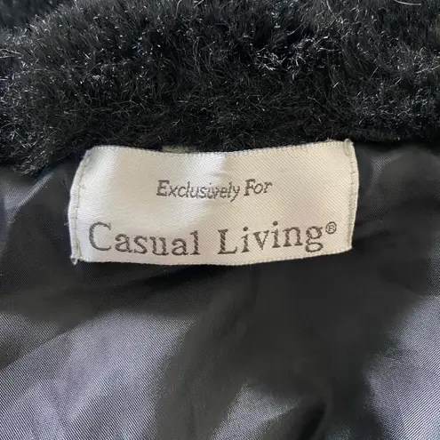Vintage Casual Living Teddy Charm Thick Black Fuzzy Faux Fur Chunky Vest XL
