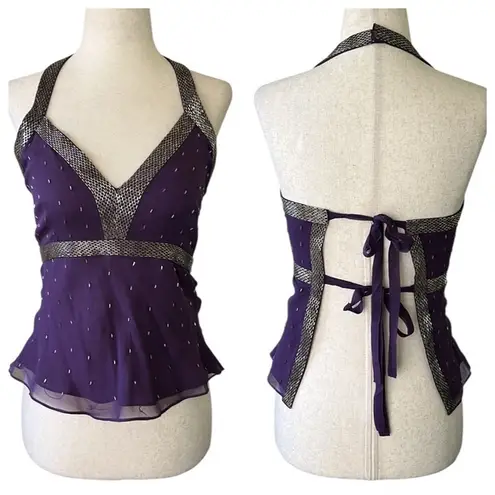Tokyo Denim Silk Halter Blouse that ties in back Purple