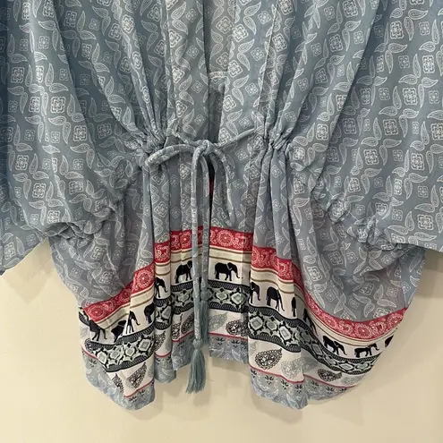 Time And Tru Blue Sheer Kimono/Coverup Kimono/Robe Elephant One Size