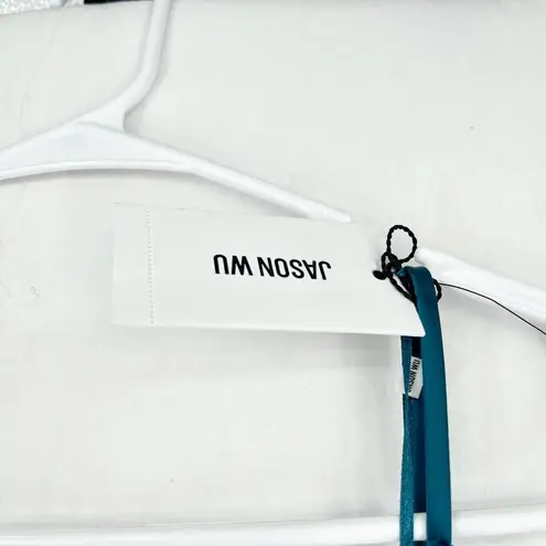 Jason Wu Dress Women Size Large Maxi Teal Crisscross Strappy Shoulder Tie Slip