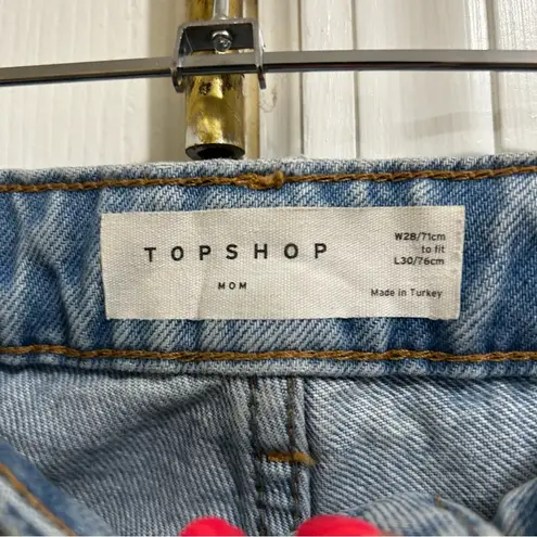 Topshop  Mom Jeans with Distressed Rips at the Knee Size Waist 28