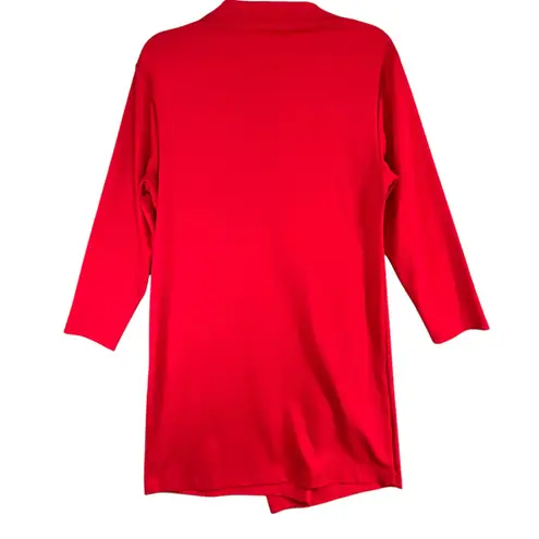 Joan Vass Dress Womens L Red Asymmetrical Cowl Neck Long Sleeve Draped Classic
