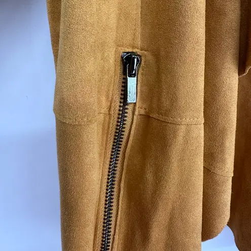 Bagatelle Sienna Brown Drape Front Faux Suede Jacket size Small Long Sleeve Soft