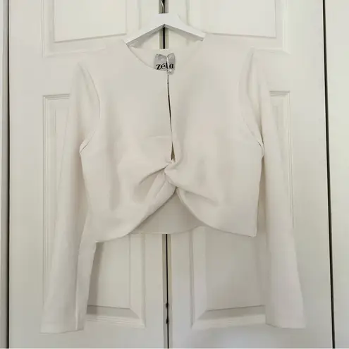 BHLDN NWT Zeta Erika Top Ivory White Long Sleeve Pearl Blouse Size 10