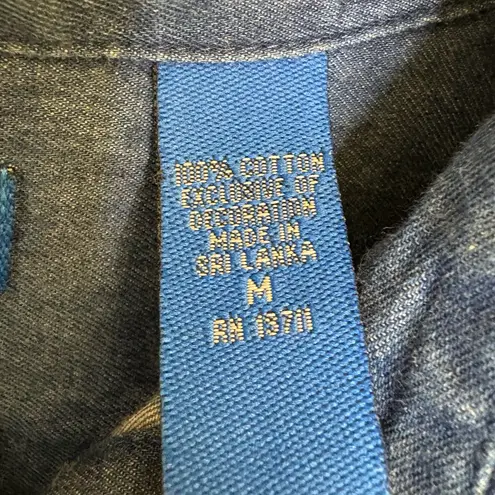 Karen Scott Vintage Embroidered Christmas Denim Shirt | M Festive Western