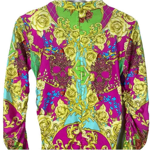 Philipp Plein Short Dress Baroque Size M SKULL Bodycon Designer Retails $1450 Yellow Size M