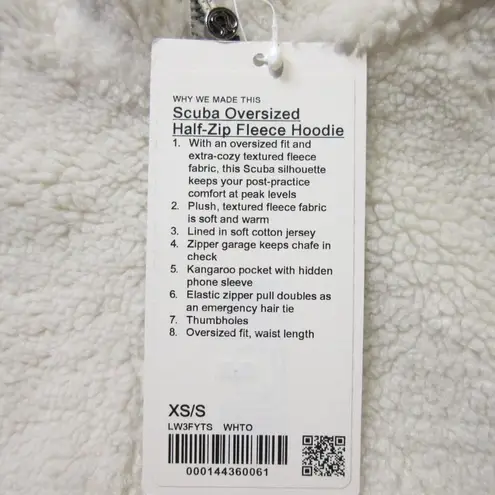 NWT Lululemon Scuba Oversized Half Zip Fleece Hoodie in White Opal XS/S Size undefined